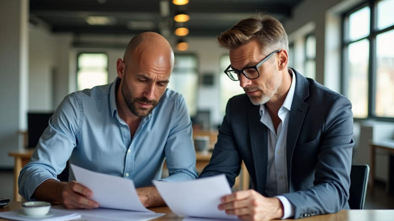 two business owners going over paperwork